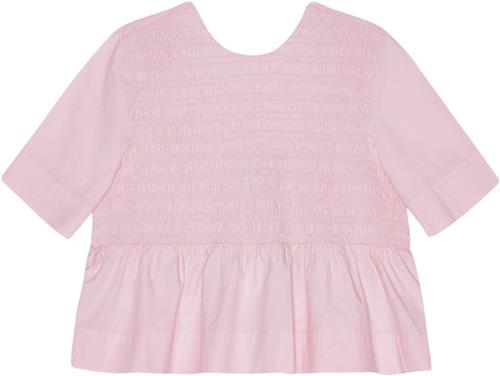 Ganni Cotton Poplin Open Back Smock Blous Kvinde Chalk Pink Kortærmede Bluser Str 32 - hos Magasin