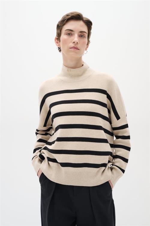 InWear Tenleyiw Turtleneck Pullover Kvinde Sandstone / Black Sweaters Str XS - hos Magasin