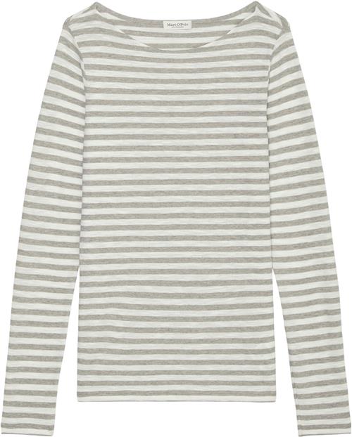 Marc O’Polo Tshirt, Long Sleeve, Boat Neck, st Kvinde Multi/ Soft Stone Melange Langærmede T-shirts Str XS - hos Magasin