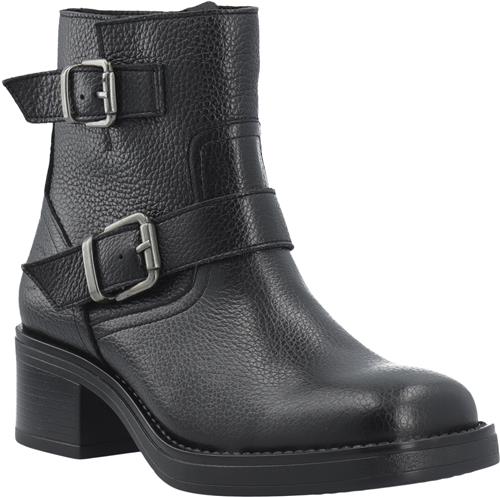 Cashott Casrikke Biker Boot W. Inside Zip Leather Kvinde Black Ankelstøvler Str 39 - hos Magasin