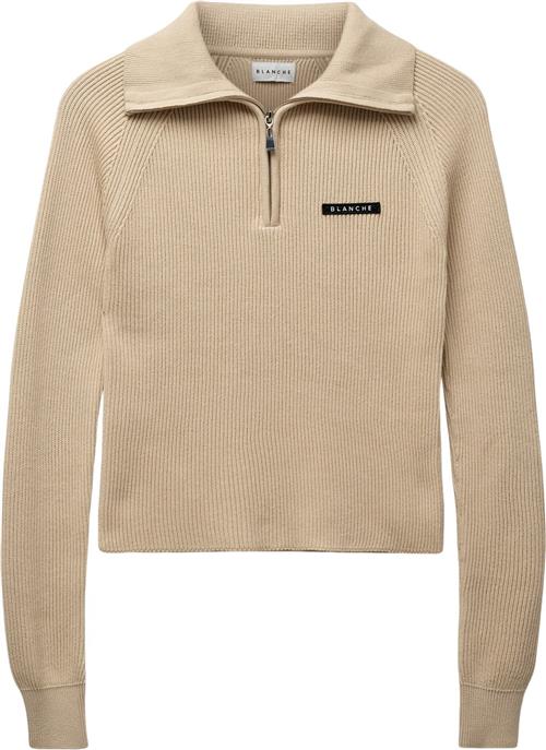 Blanche Carrickbl Zip Jumper Kvinde 0907 Macadamia Sweaters Str XS - Bomuld hos Magasin