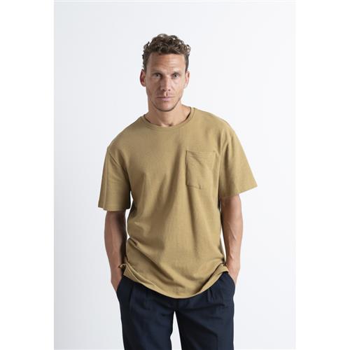 Clean Cut Copenhagen Calton Structured Tee Mand Dark Khaki Kortærmede T-shirts Str XXL - Bomuld hos Magasin