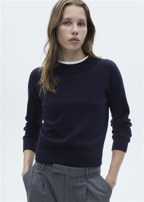 MANGO Straight Roundneck Sweater Kvinde Navy Sweaters Str S - hos Magasin