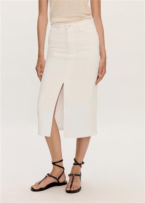 Se MANGO Slit Denim Skirt Kvinde White Midi Nederdele Str S Denim - hos Magasin ved Magasin