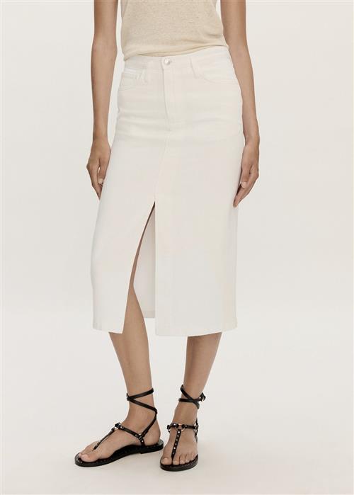 MANGO Slit Denim Skirt Kvinde White Midi Nederdele Str M Denim - hos Magasin