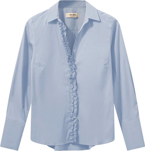 Mos Mosh Mmsybel Satin Shirt Kvinde Light Blue Langærmede Skjorter Str L - hos Magasin