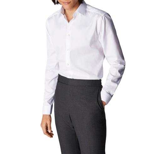 ETON White Signature Twill Shirt Super Slim FIT Mand Hvid Langærmede Skjorter Str 43 - Uld hos Magasin