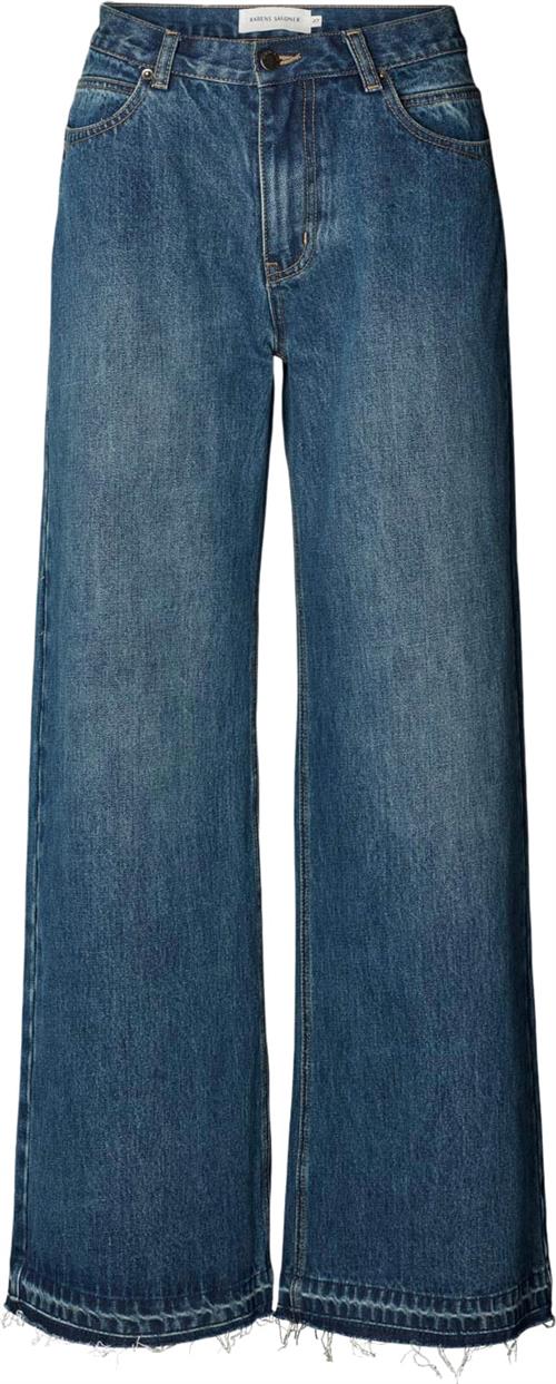 Rabens Saloner Denim Pant Ini Kvinde Washed Indigo Wide Jeans Str 30 Denim - hos Magasin