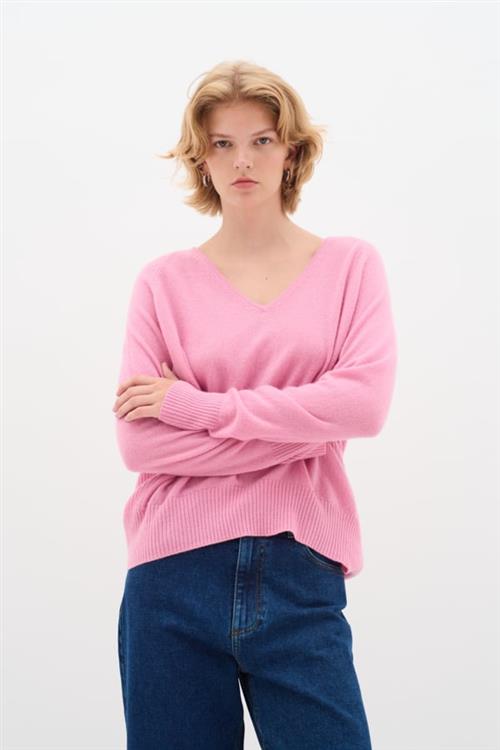 InWear Lukka Vneck Pullover Premium Kvinde Cashmere Rose Sweaters Relaxed Fit Str L/XL - hos Magasin