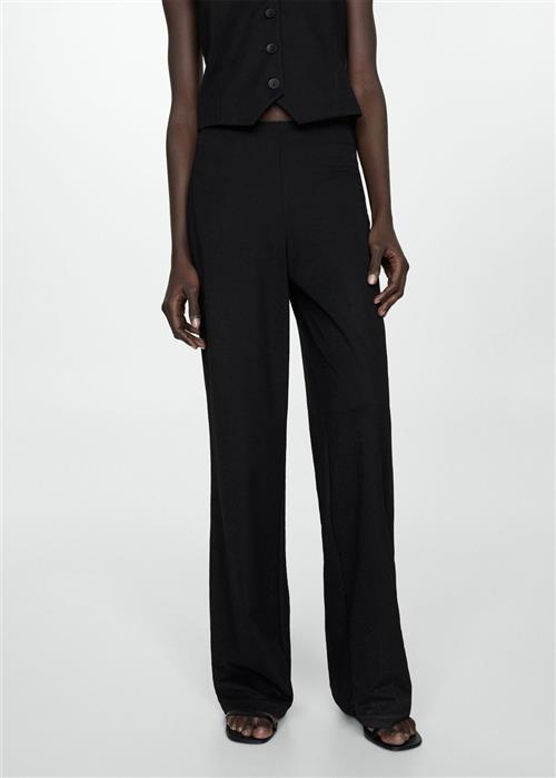 MANGO Flowy Straightfit Trousers Kvinde Black Bukser Med Lige Ben Str XL - hos Magasin