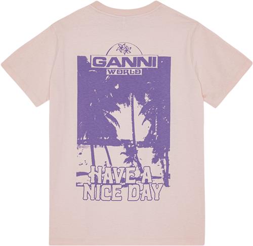 Se Ganni Basic Jersey Palm Trees Relaxed Ts Kvinde Lotus Kortærmede T-shirts Str S - hos Magasin ved Magasin