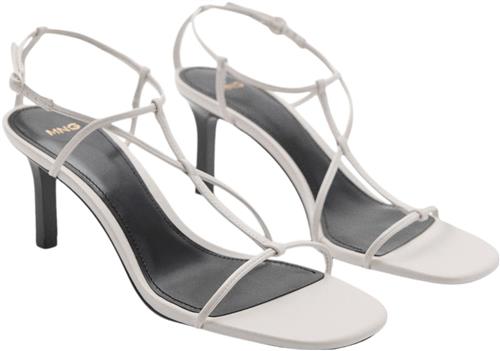 MANGO Crisscross Straps Sandals Kvinde White Højhælede Sandaler Str 39 - hos Magasin