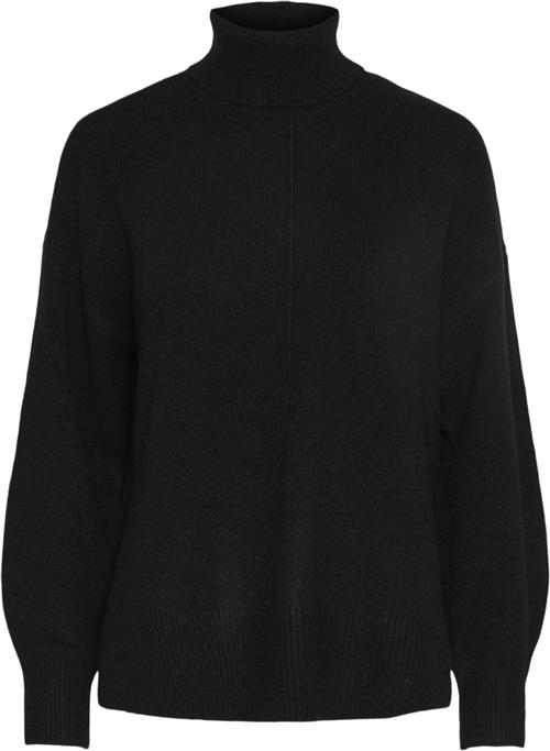 Se Pieces Pcmalou LS Rollneck Knit Noos BC Kvinde Sort Rullekraver Str M - hos Magasin ved Magasin