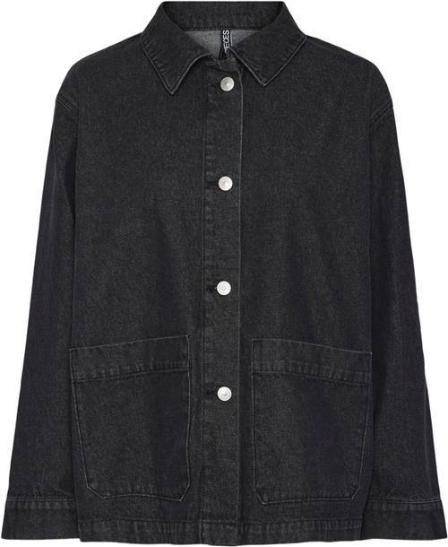 Se Pieces Pcchrissy LS Denim Loose Shirt PWP Kvinde Black Denim Skjorter Str XS Denim - hos Magasin ved Magasin