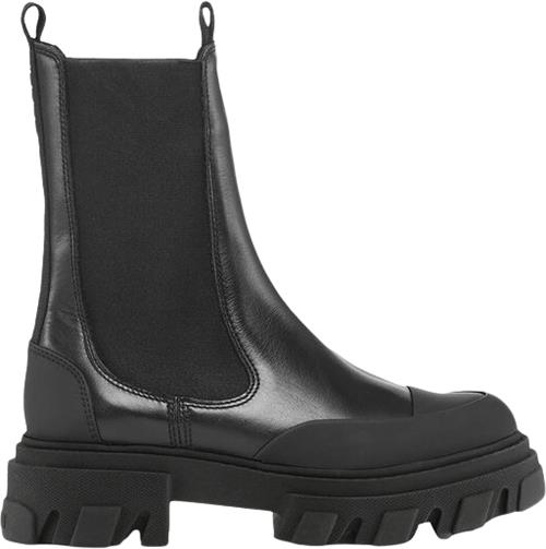 Ganni Cleated Mid Chelsea Boot Black Stit Kvinde Black Chelsea Boots Str 39 - Polyester hos Magasin