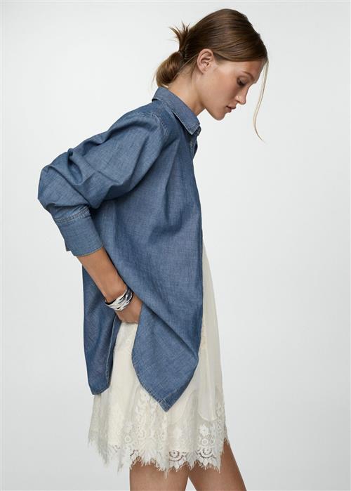 MANGO Pocket Denim Shirt Kvinde Open Blue Skjorter Str S Denim - hos Magasin