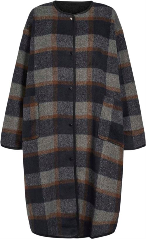 Lollys Laundry Lockerbie Coat Kvinde Check Print Frakker Str XS - Polyester hos Magasin