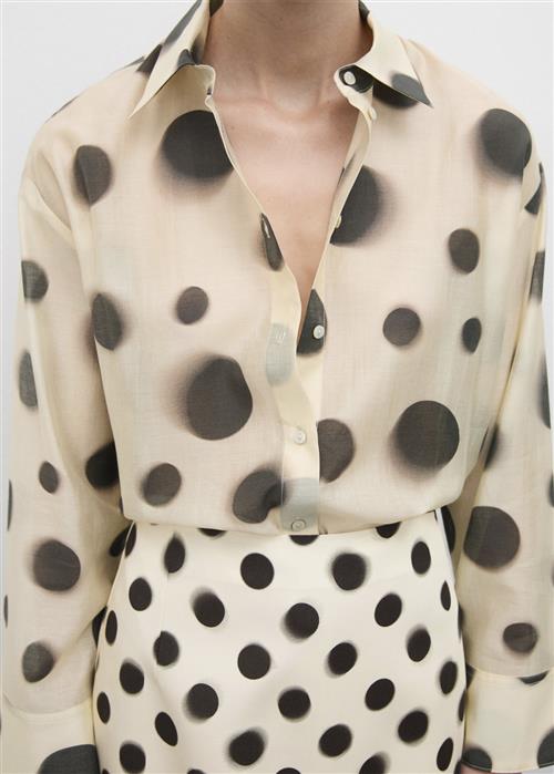 Se MANGO Polka dot Lyocell Shirt Kvinde Light Beige Skjorter Str XS - hos Magasin ved Magasin