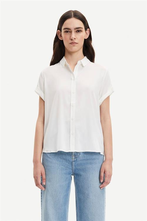 Samsøe Samsøe Majan ss Shirt 9942 Kvinde Clear Cream Kortærmede Skjorter Str XS - Viskose hos Magasin