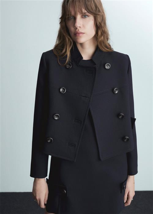 MANGO Doublebreasted Cropped Jacket Kvinde Navy Overgangsjakker Str XXL - hos Magasin