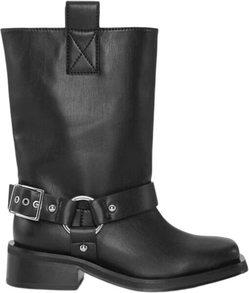 Se Ganni Biker Tubular Mid Shaft Boot Kvinde Black Cowboy & Biker Str 40 - Polyester hos Magasin ved Magasin