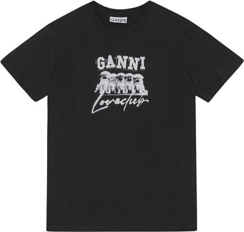 Se Ganni Thin Jersey Puppy Love Relaxed Tsh Kvinde Black Kortærmede T-shirts Str M - hos Magasin ved Magasin