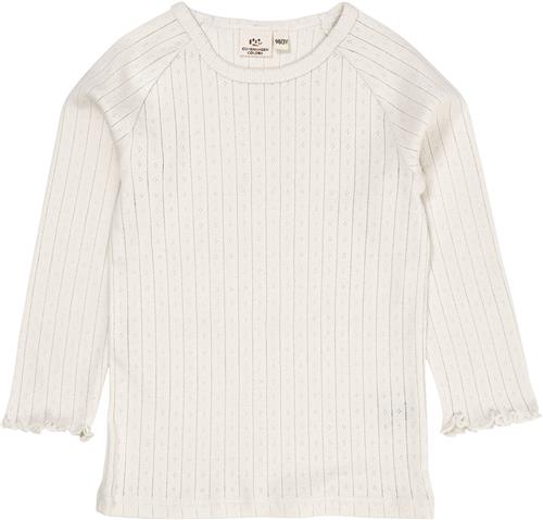 Copenhagen Colors Pointelle Junior LS TEE Str 98 - Cream Langærmede T-shirts hos Magasin