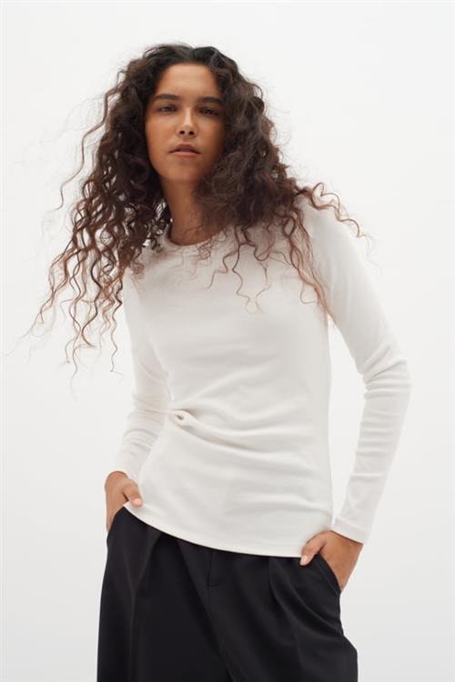 InWear Lolahiw Base LS Kvinde Whisper White Langærmede T-shirts Tight Fit Str XS - hos Magasin