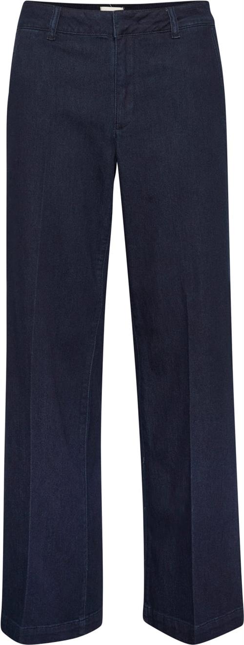 My Essential Wardrobe Laramw Pant 115 Kvinde Dark Blue Un-wash Bukser Med Lige Ben Str 34 - hos Magasin