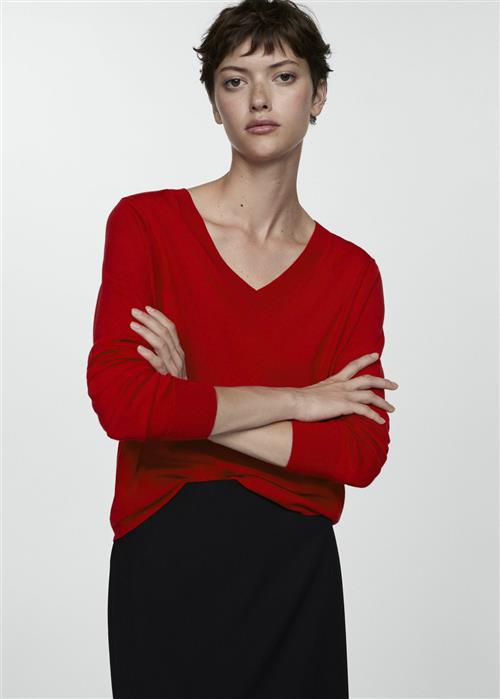 MANGO Fineknit V-neck Sweater Kvinde Red Sweaters Str XXS - hos Magasin