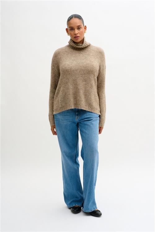 My Essential Wardrobe 11 THE Knit Rollneck Kvinde Dune Melange Sweaters Str XS - hos Magasin