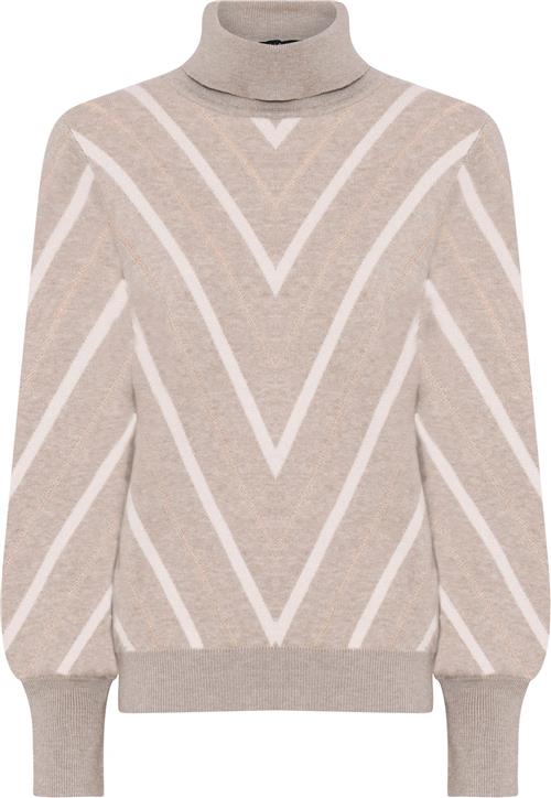 Micha Jumper_ Knit w. Lurex Stripe Kvinde Camel/offw Sweaters Str XL - hos Magasin