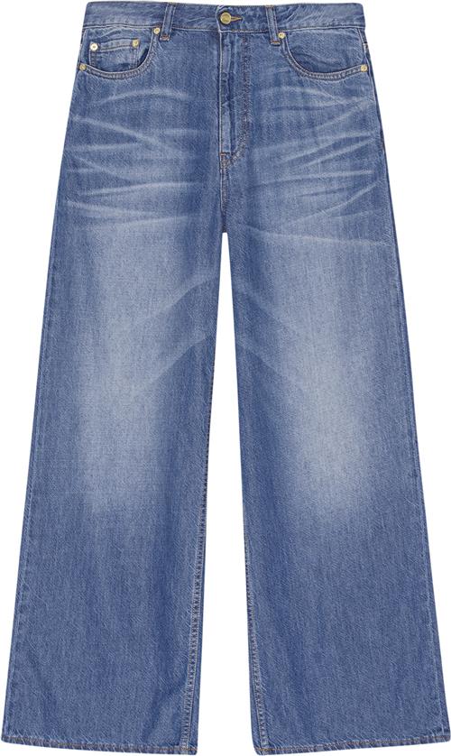 Ganni Light Denim Wide Jeans Kvinde Mid Blue Vintage Wide Jeans Str 27 Denim - hos Magasin