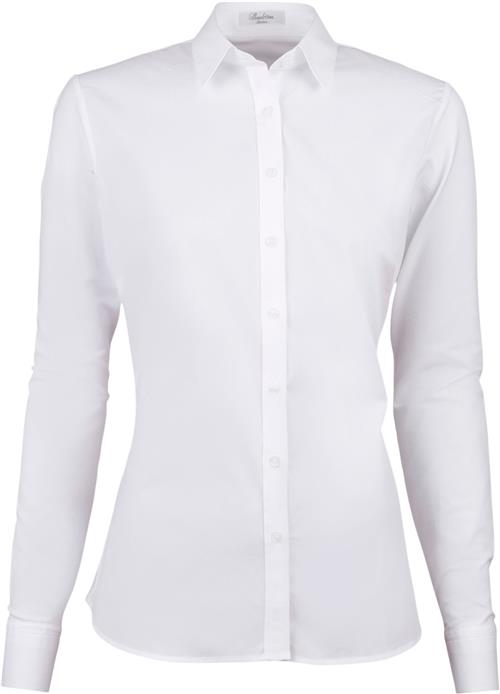 Stenströms Shirt s Poplin Stretch/jersey Kvinde White Langærmede Skjorter Slim Fit Str 44 - hos Magasin