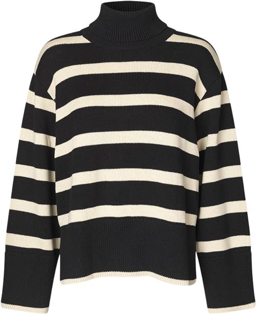 Modström Corbinmd Stripe Tneck Kvinde Summer Sand Black Rullekraver Str L - hos Magasin