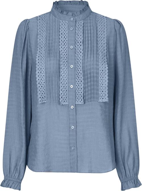 Lollys Laundry Arielll Shirt LS Kvinde Dusty Blue Langærmede Skjorter Str XS - hos Magasin