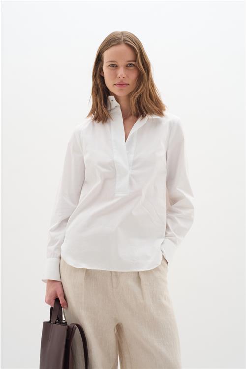 InWear Keixiw Shirt Kvinde Pure White Langærmede Bluser Loose Fit Str 38 - hos Magasin