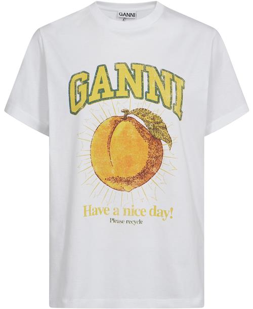 Ganni Basic Jersey Peach Relaxed Tshirt Kvinde Bright White Kortærmede T-shirts Str XS - hos Magasin