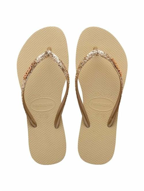 Se Havaianas Hav. Slim Glitter II Kvinde Sand/goldenlightmeta Klipklapper Str 37/38 - hos Magasin ved Magasin