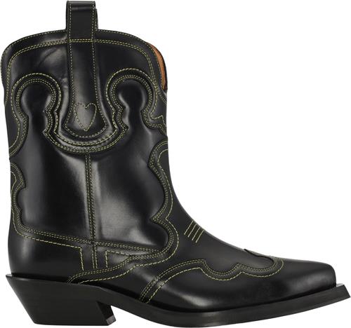 Se Ganni Embroidered Western Støvler Kvinde Black/yellow Cowboy & Biker Str 41 - hos Magasin ved Magasin