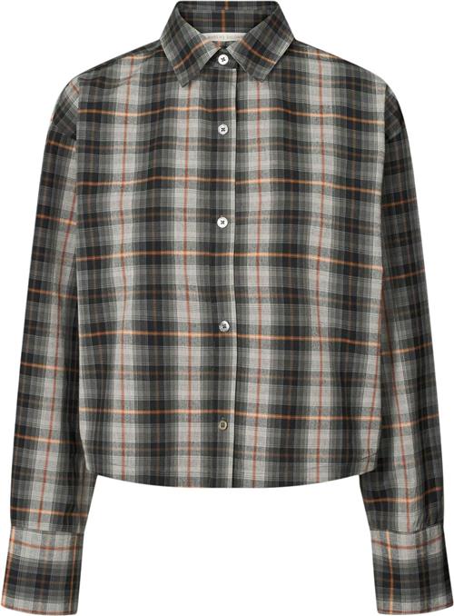 Rabens Saloner Check Shirting Cropped Shirt Seva Kvinde Grey Check Langærmede Skjorter Str S - hos Magasin