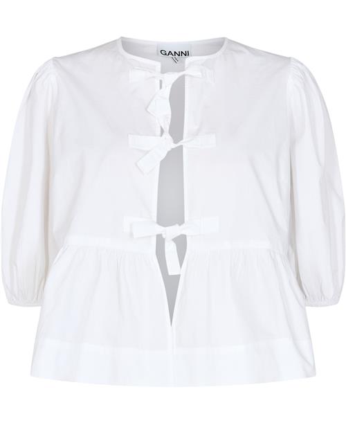 Se Ganni Cotton Poplin Peplum Blouse Kvinde Bright White Langærmede Bluser Str 40 - hos Magasin ved Magasin