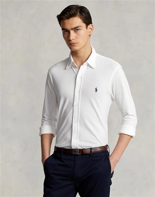 Polo Ralph Lauren Featherweight Mesh Shirt Mand Hvid Langærmede Skjorter Str L - Bomuld hos Magasin