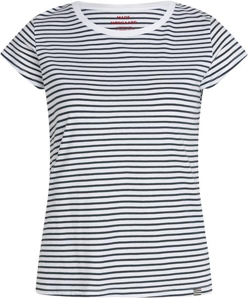 Se Mads Nørgaard - Copenhagen Organic Jersey Stripe Teasy Tee FAV Kvinde Magical Forest/brilliant White Kortærmede T-shirts Str XL - Bomuld hos Magasin ved Magasin