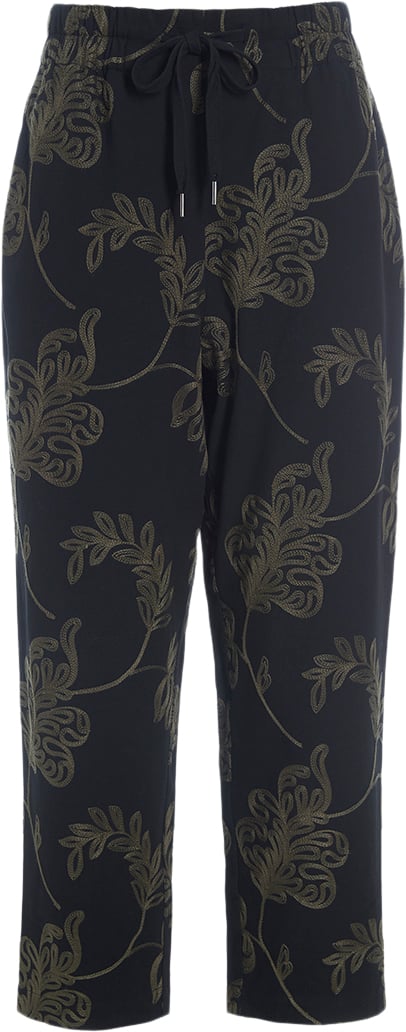 Bitte Kai Rand Embroidered Leaf Kvinde Black/deep Forest Leaf Capri Bukser Str L - hos Magasin