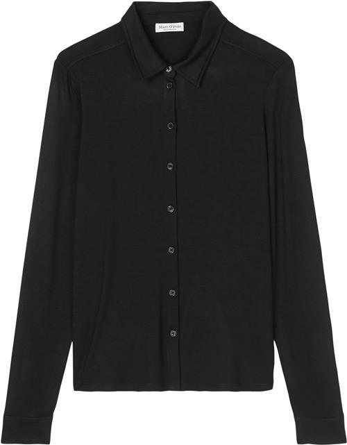 Marc O’Polo Jerseyblouse, Long Sleeve, Collar, Kvinde Black Langærmede Skjorter Str L - hos Magasin