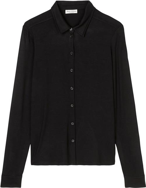 Marc O’Polo Jerseyblouse, Long Sleeve, Collar, Kvinde Black Langærmede Skjorter Str XL - hos Magasin