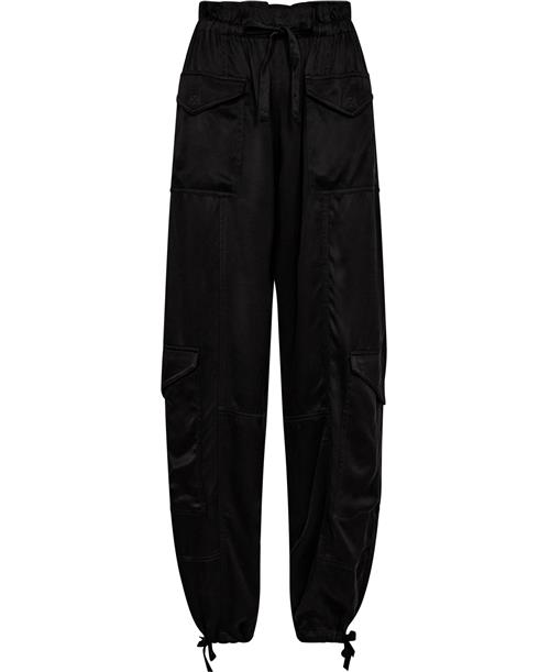 Se Ganni Washed Satin Pocket Pants Kvinde Black Bukser Med Lige Ben Str 40 - hos Magasin ved Magasin