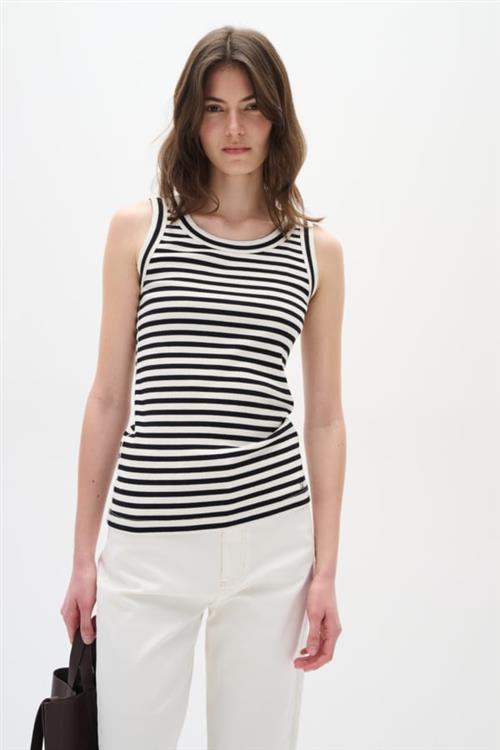 InWear Dagnaiw Striped Tank Kvinde Black / Whisper White Tanktoppe Slim Fit Str S - hos Magasin