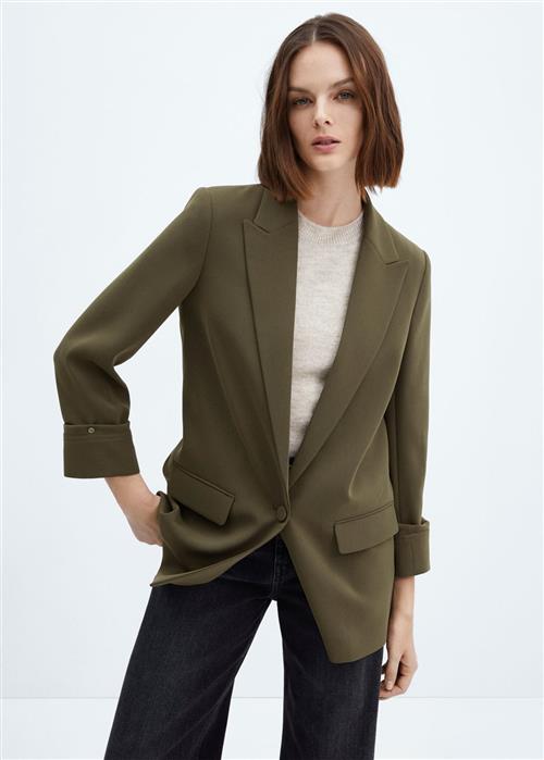 Se MANGO Turndown Sleeve Blazer Kvinde Beige - Khaki Blazere Plus Size Str L - hos Magasin ved Magasin